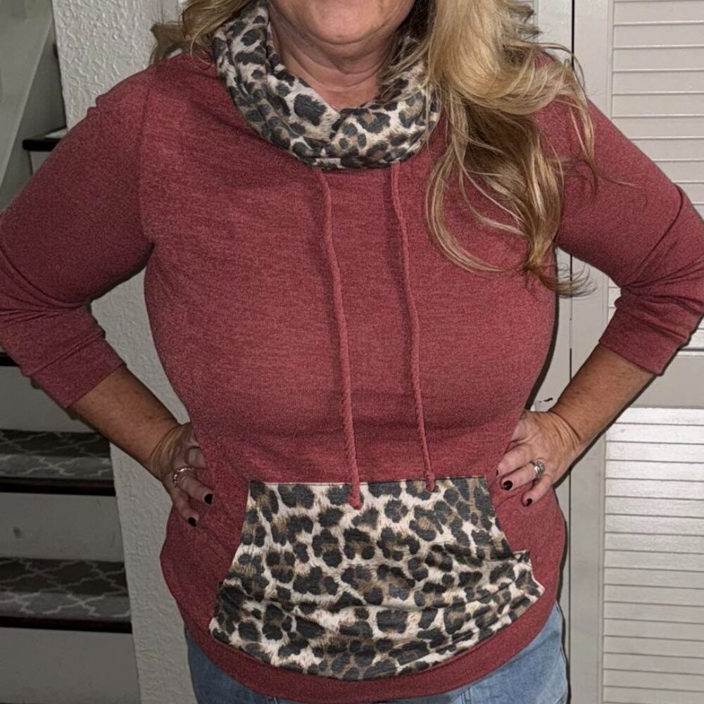 New Bibi Cowl Neck Leopard Top